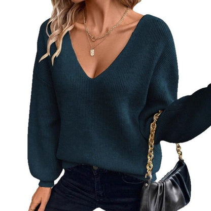 P V-neck solid color sweater