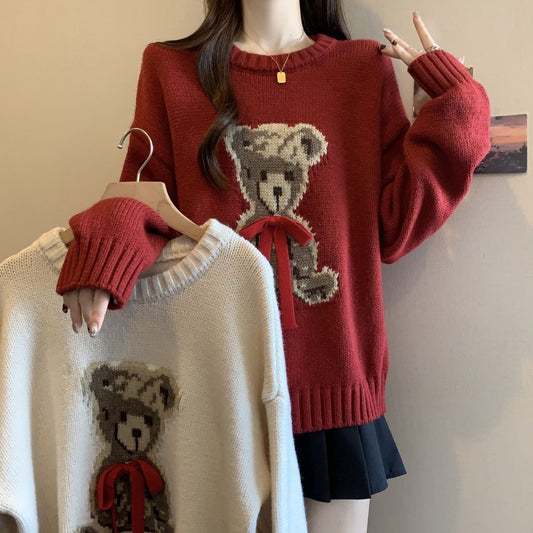 A cartoon crew neck sweater