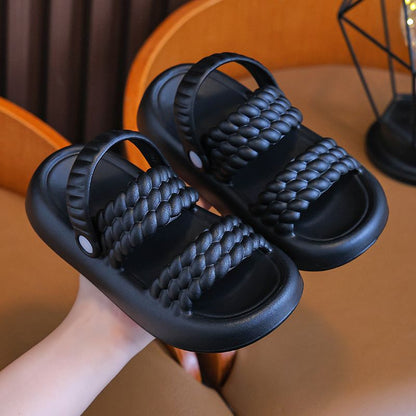 A girls sandals summer bow cute children slippers princess girl non-slip middle aged and older children two wear beach shoes