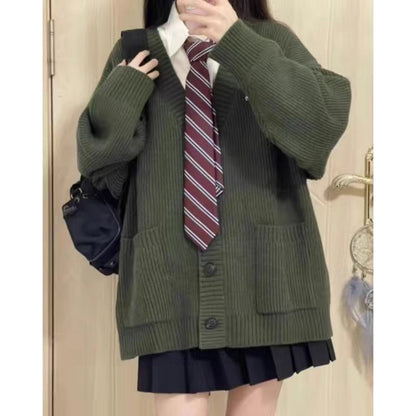 P medium and long sweater jacket for women's autumn and winter, Japanese lazy retro milk wear, soft waxy knitted sweater 24