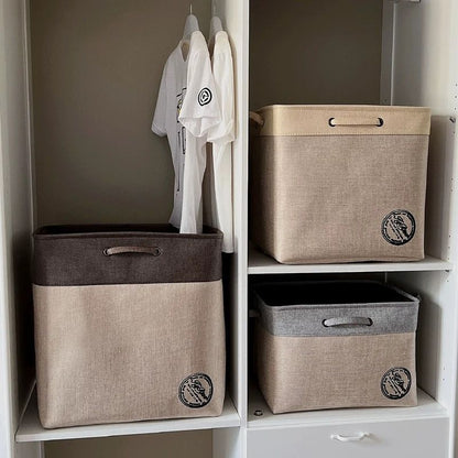 P linen fabric foldable storage basket