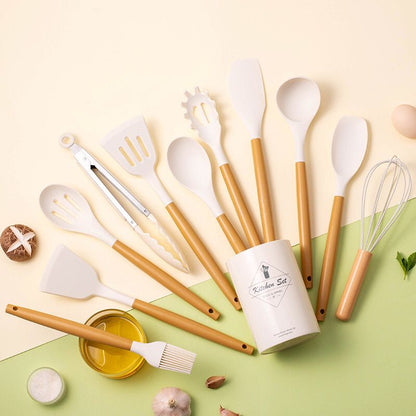 PP handle silicone kitchenware 12 piece set non-stick spatula cooking tools