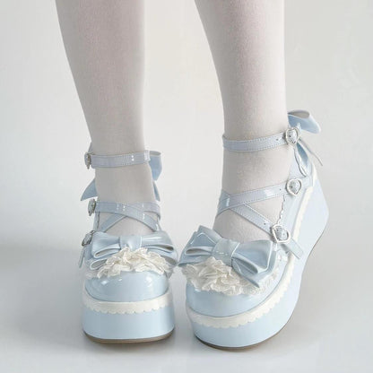 P lolita small leather shoes lolita shoes women's Japanese soft girl jk spring new platform bow Mary Jane shoes