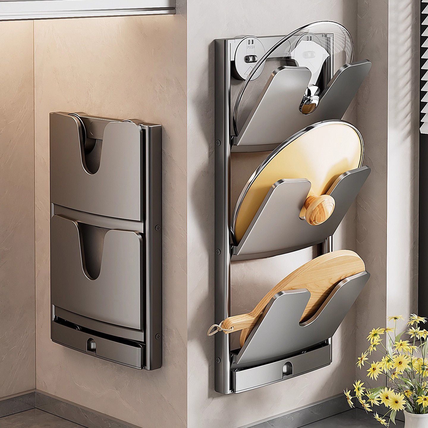 P No punching lid rack Wall-mounted storage rack