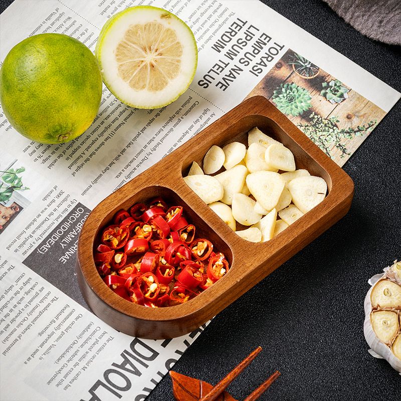 طبق نكهة مصنوع من خشب الأكاسيا، طبق وجبات خفيفة منزلي من الخشب الصلب