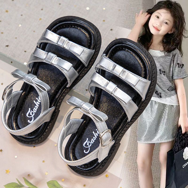 P new summer summer girl beach soft bottom Roman big children sandals