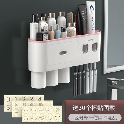 Toothbrush storage rack, non punching mouthwash cup, toothbrush cream, tooth cup storage, bathroom wall mounted rack, electric set - Mixbatch