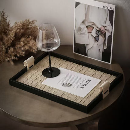 P Light luxury leather aromatherapy tray, living room coffee table entrance key, jewelry storage, hotel beauty salon desktop ornament