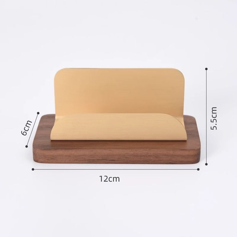 حامل عرض بطاقات العمل P، صندوق بطاقات عمل فاخر من الخشب الصلب والنحاس 