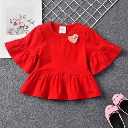 P Summer Girls Short Sleeve T-Shirt Baby Girl Infant Summer Clothing Trendy Children's Top 1 Children's Summer Clothes