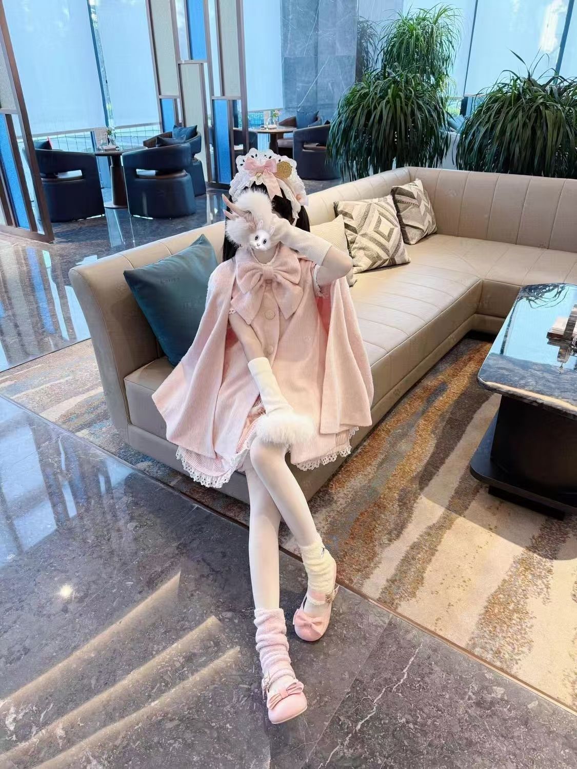 P loose cloak jacket winter new loose lazy fashionable bow top