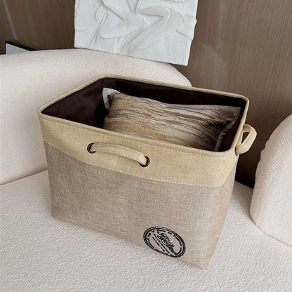 P linen fabric foldable storage basket