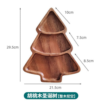 قرون شجرة عيد الميلاد المصنوعة من الخشب الصلب الإبداعي، مع فواكه مجففة، وطبق حلوى 