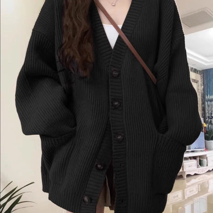 P medium and long sweater jacket for women's autumn and winter, Japanese lazy retro milk wear, soft waxy knitted sweater 24