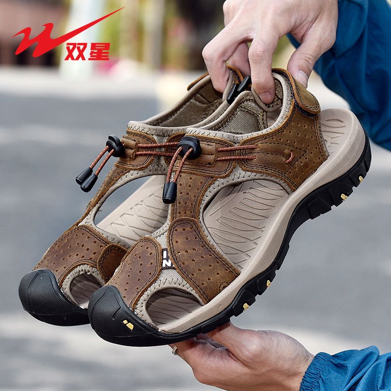 P men's sandals leather surface