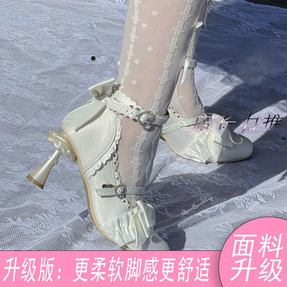 P lolita bow lace high heels