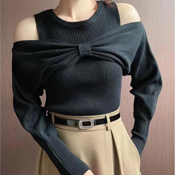P bow knitted sweater top