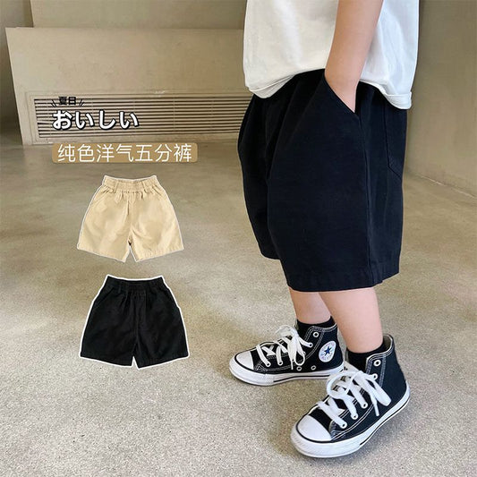 P Spring, summer and autumn outer wear boys and girls leggings casual five-point pants