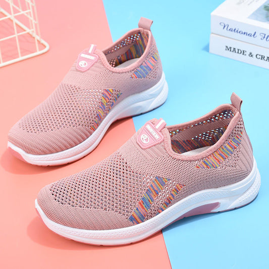 P Summer old Beijing cloth shoes for women, hollow shoes for middle-aged and elderly people, comfortable and breathable shoes for mothers, versatile casual mesh shoes - Mixbatch