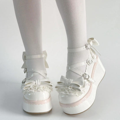 P lolita small leather shoes lolita shoes women's Japanese soft girl jk spring new platform bow Mary Jane shoes