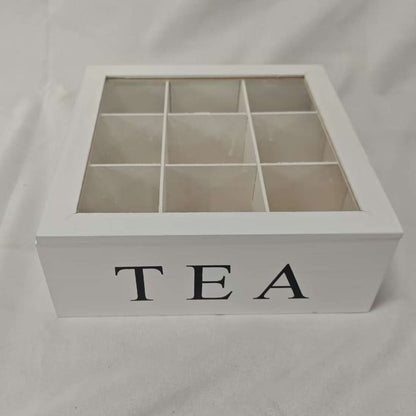 A desktop storage wooden box for tea bags and coffee bags