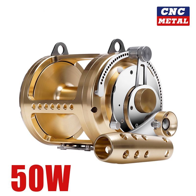 A oversized model all-metal drum CNC deep-sea iron plate steamer fishing sea fishing slow rock fishing giant golden gun wheel