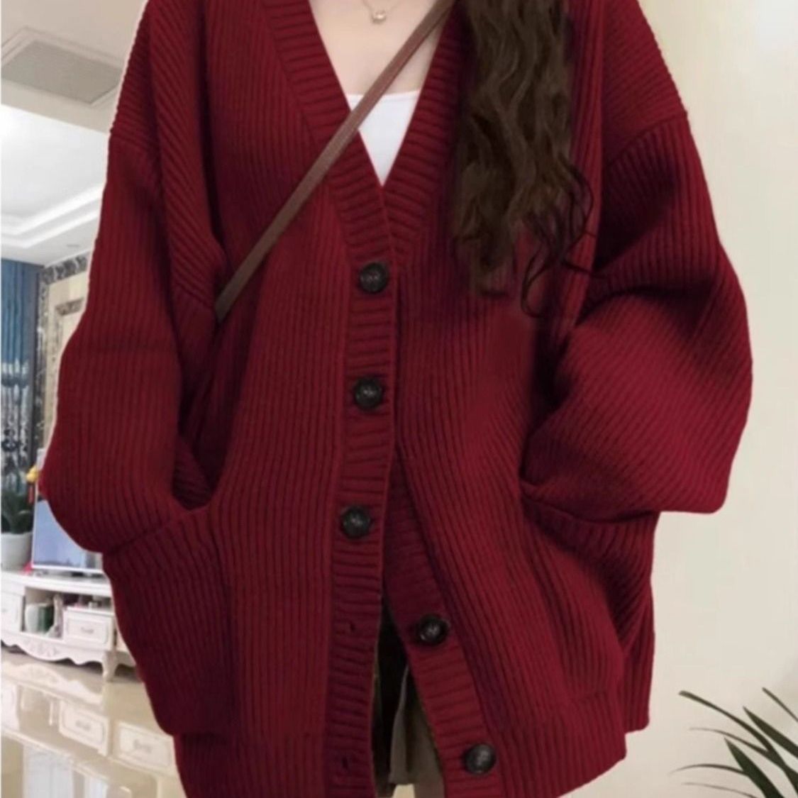 P medium and long sweater jacket for women's autumn and winter, Japanese lazy retro milk wear, soft waxy knitted sweater 24