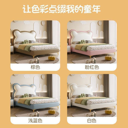 P soft bag solid wood bed children's bed boys and girls single bed European children Internet celebrity simple modern cloud soft bag bed
