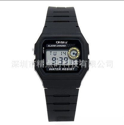 A popular retro digital display timing alarm clock lights multi-functional sports student electronic watch cold light F-91W