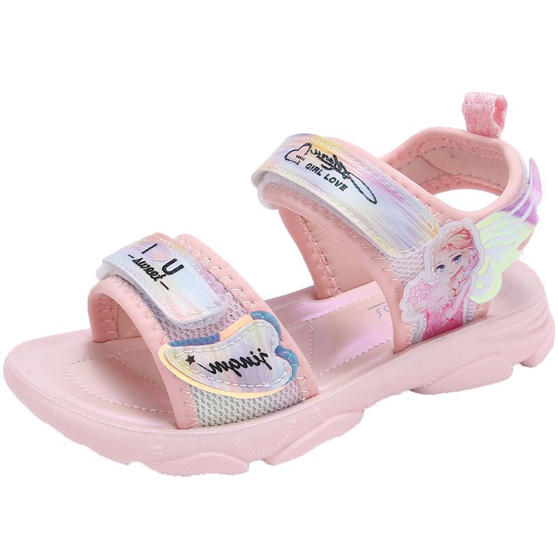 P girls sandals children's beach girls Xiaoxiangfeng summer sandals 6-12 years old students soft-soled non-slip older children's shoes