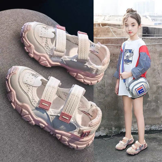 P New Summer Hollow Baotou Princess Medium and Older Children Soft Sole Non-slip Children's Sports Girls Shoes