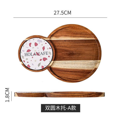 P Japanese style solid wood tray afternoon tea cake small plate