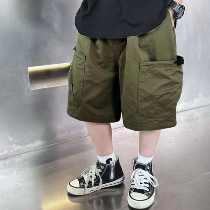 P summer new boys tooling pure cotton shorts thin boys five-point pants middle pants wearing foreign trend