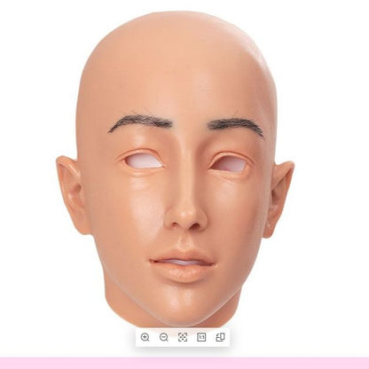 A art face silicone headgear full face cos simulation male to beautiful woman boss CD cross-dressing fake girl head makeup mask
