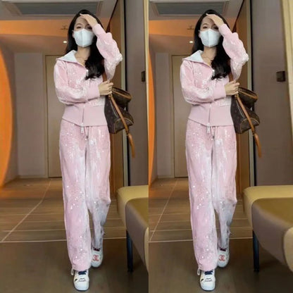 A Korean version loose coat fashionable sunscreen hooded top two-piece suit tide