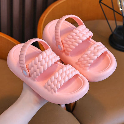 A girls sandals summer bow cute children slippers princess girl non-slip middle aged and older children two wear beach shoes