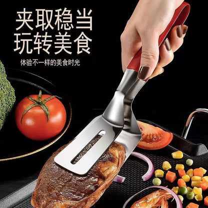 304 stainless steel fried fish anti-scald clips flipping fish shovel fried fish artifact silicone spatula steak home kitchen frying spatula - Mixbatch