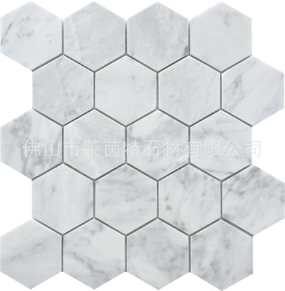 A natural marble mosaic hexagonal brick bathroom wall brick