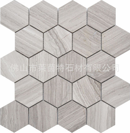 A natural marble mosaic hexagonal brick bathroom wall brick