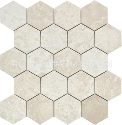 A natural marble mosaic hexagonal brick bathroom wall brick