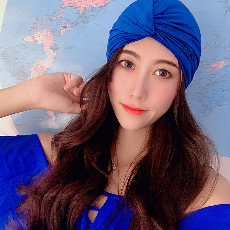A korean new swim cap women's long hair fashion adult beach hat oversized bula head ladies hot spring swimming cap