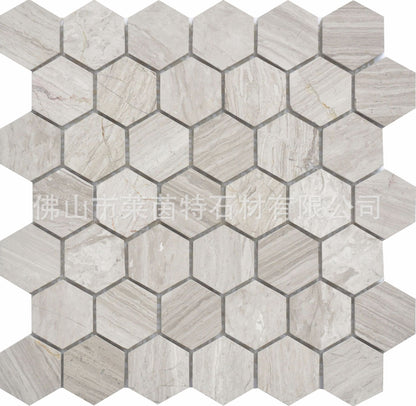 A natural marble mosaic hexagonal brick bathroom wall brick