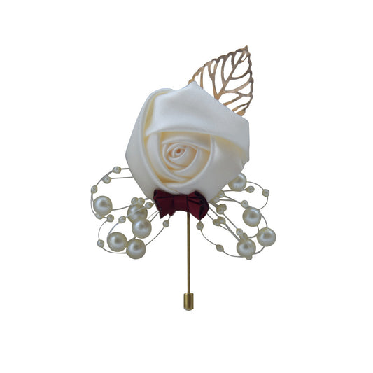 A Wedding bride and groom corsage jewelry rose placket simulation flower, meeting, brooch, suit, collar pin, collar flower - Mixbatch