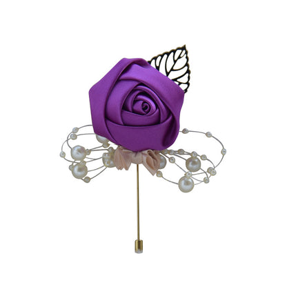 A Wedding bride and groom corsage jewelry rose placket simulation flower, meeting, brooch, suit, collar pin, collar flower - Mixbatch