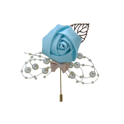 A Wedding bride and groom corsage jewelry rose placket simulation flower, meeting, brooch, suit, collar pin, collar flower - Mixbatch