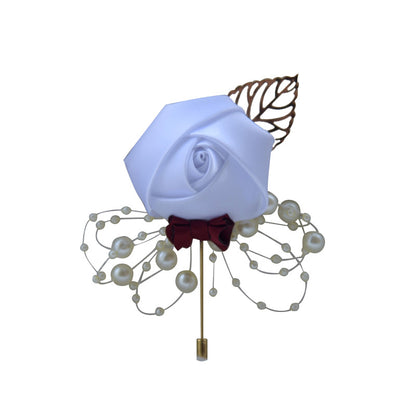 A Wedding bride and groom corsage jewelry rose placket simulation flower, meeting, brooch, suit, collar pin, collar flower - Mixbatch
