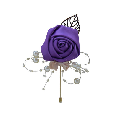 A Wedding bride and groom corsage jewelry rose placket simulation flower, meeting, brooch, suit, collar pin, collar flower - Mixbatch