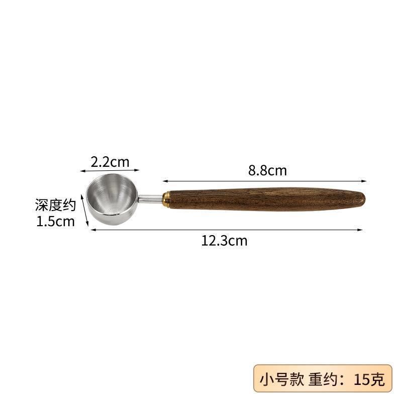 P 304 stainless steel walnut long handle coffee bean flour spoon