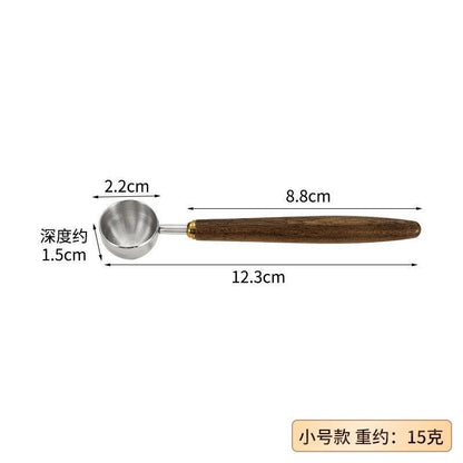 P 304 stainless steel walnut long handle coffee bean flour spoon