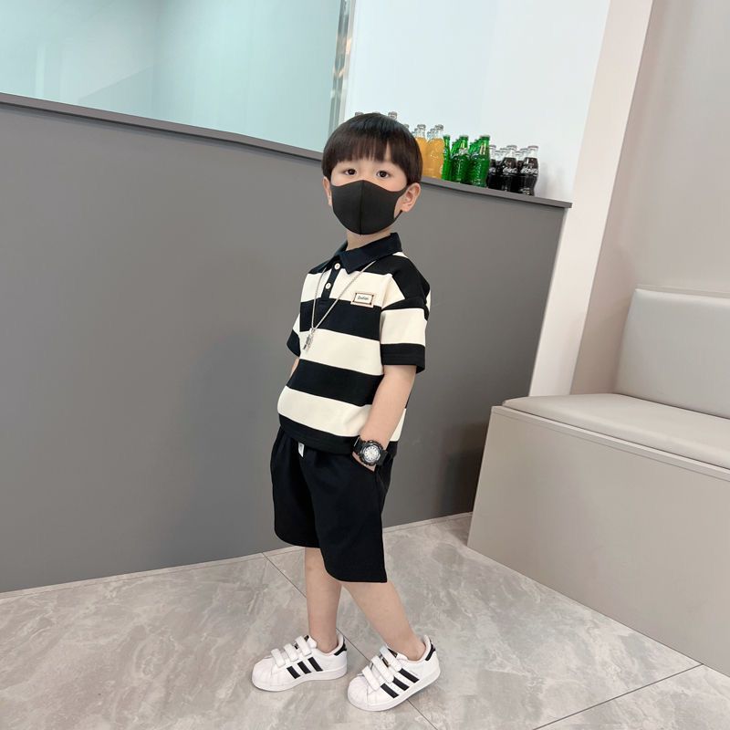 Boys' summer short-sleeved cotton suit Polo shirt medium and small children's casual high-end thin children's clothes for one to ten years old